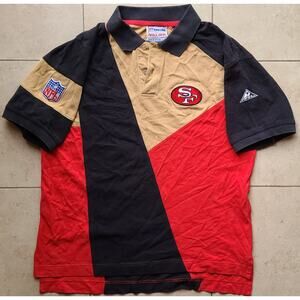 San Francisco 49ers 90s APEX Polo tee shirt L red black gold NFL Pro Line vtg